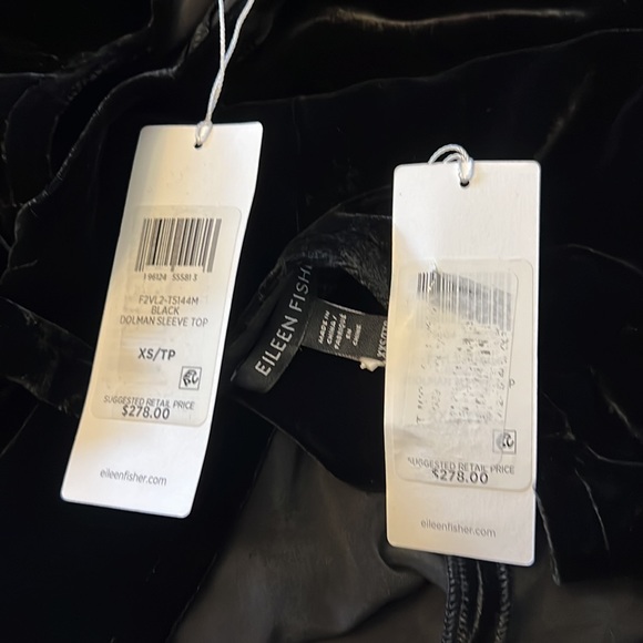 Eileen Fisher Silk Velvet V-Neck Long Dolman Sleeve Boxy Top - Picture 10 of 10